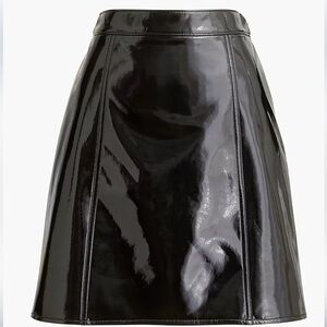 J Crew Factory Faux Patent Leather A-Line Mini Skirt 12 NWT Side Zip